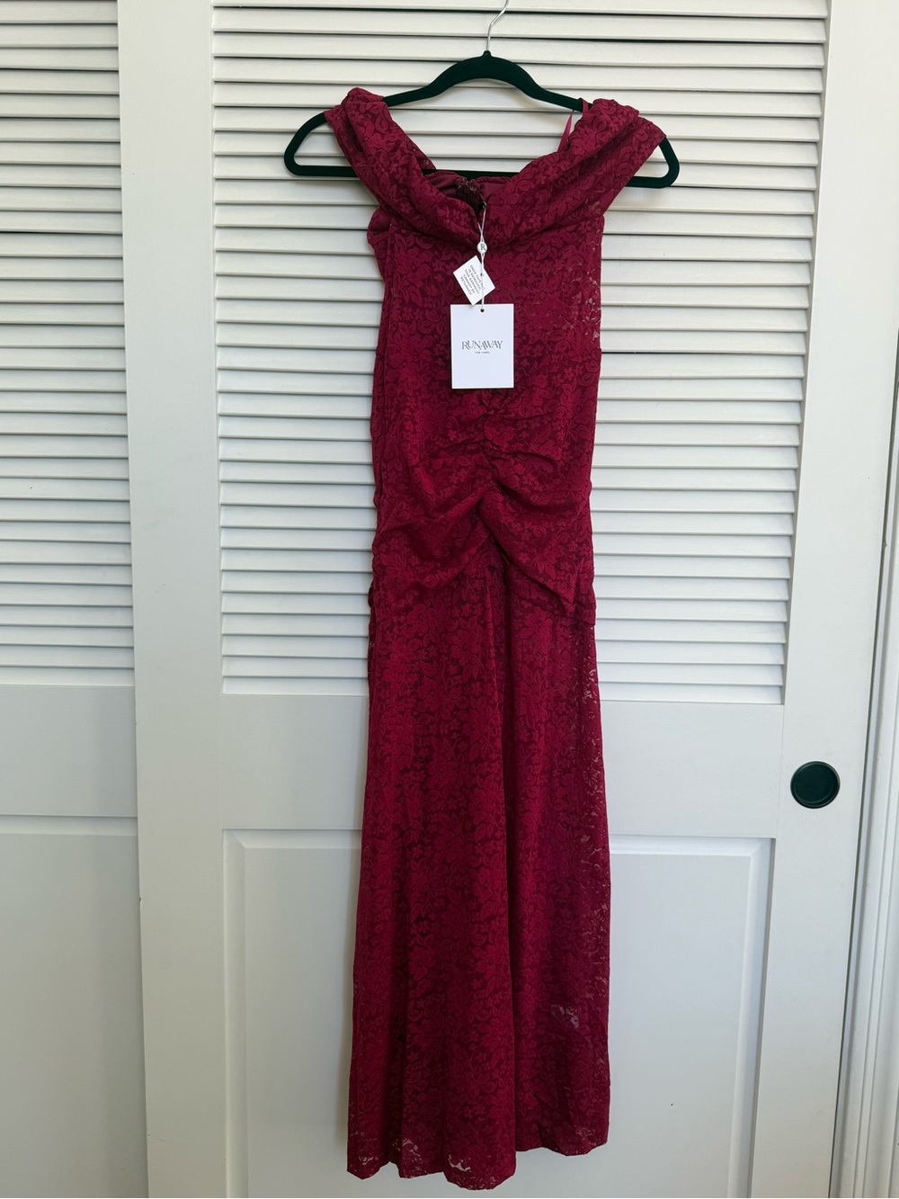 Runaway the Label Off-Shoulder Lace Maxi Dress in Berry - Picture 7 of 10